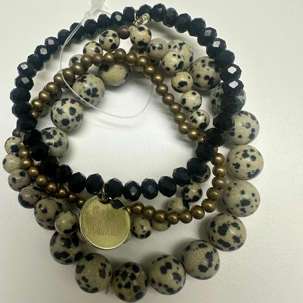 Marley Lilly Black and Gold Beaded Bracelet Set - NWT